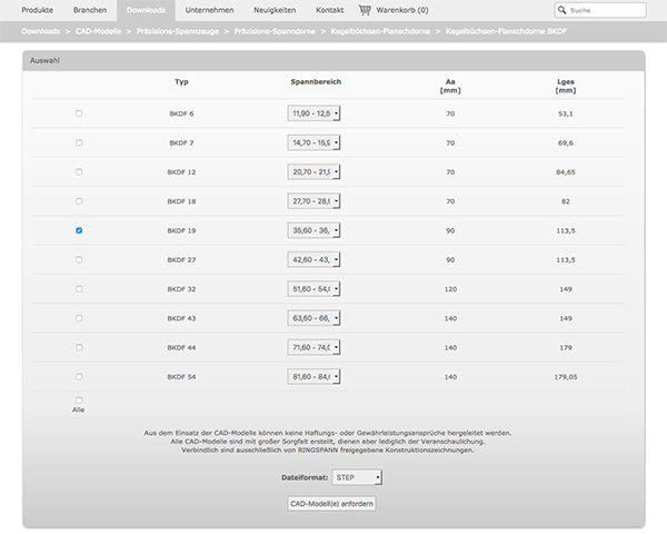 CAD-Modelle der Standard-Spannzeuge CAD-Modelle der Standard-Spannzeuge